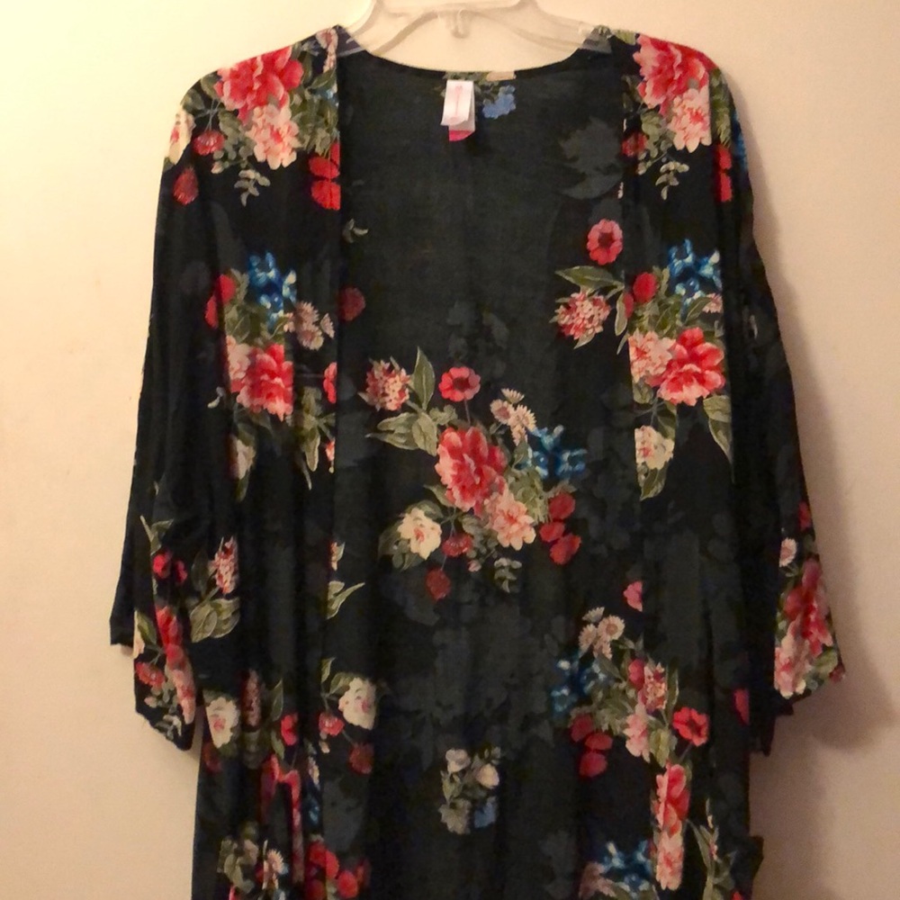 Black with flowers cardigan